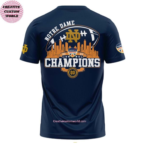 Notre Dame Football Orange Bowl Champions 2025 Navy Limited 3D T-Shirt